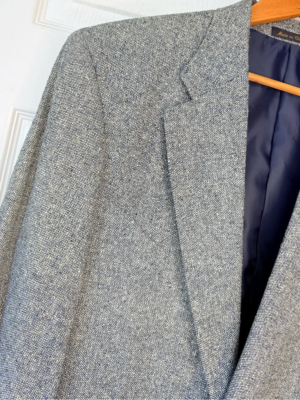 Circle S Men’s Western Rockabilly Blue Gray Tweed 100% Silk Blazer Jacket 40R